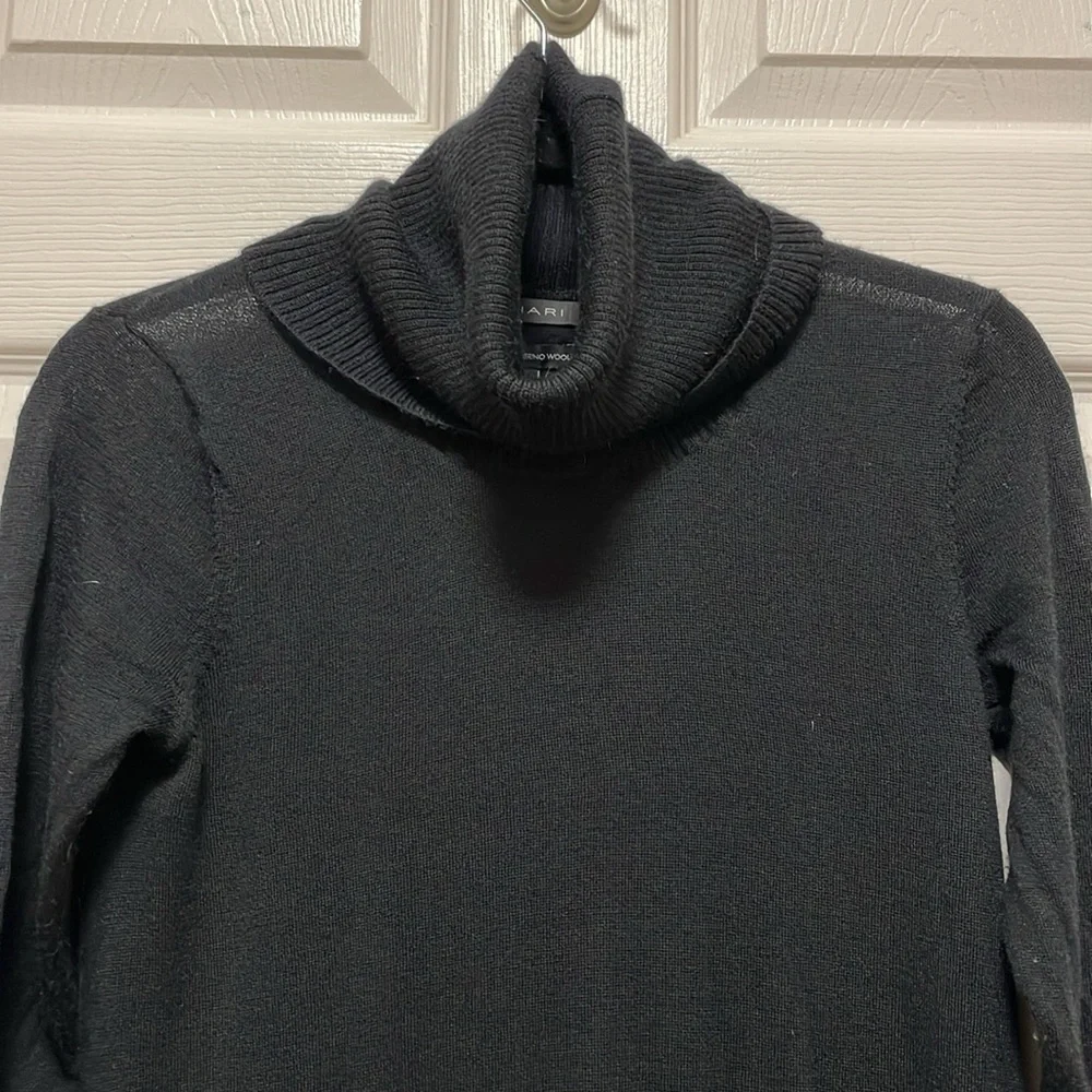 TAHARI | Long | Cowl Neck | 100% ExtraFine Merino Wool | Black | Sweater| Size S - Picture 2 of 15